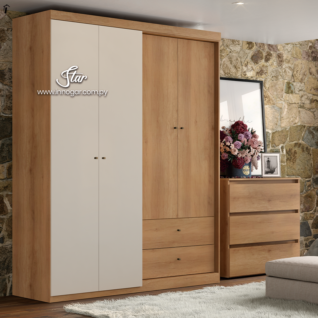 Ropero Star 4 Puertas Capuccino Off White 