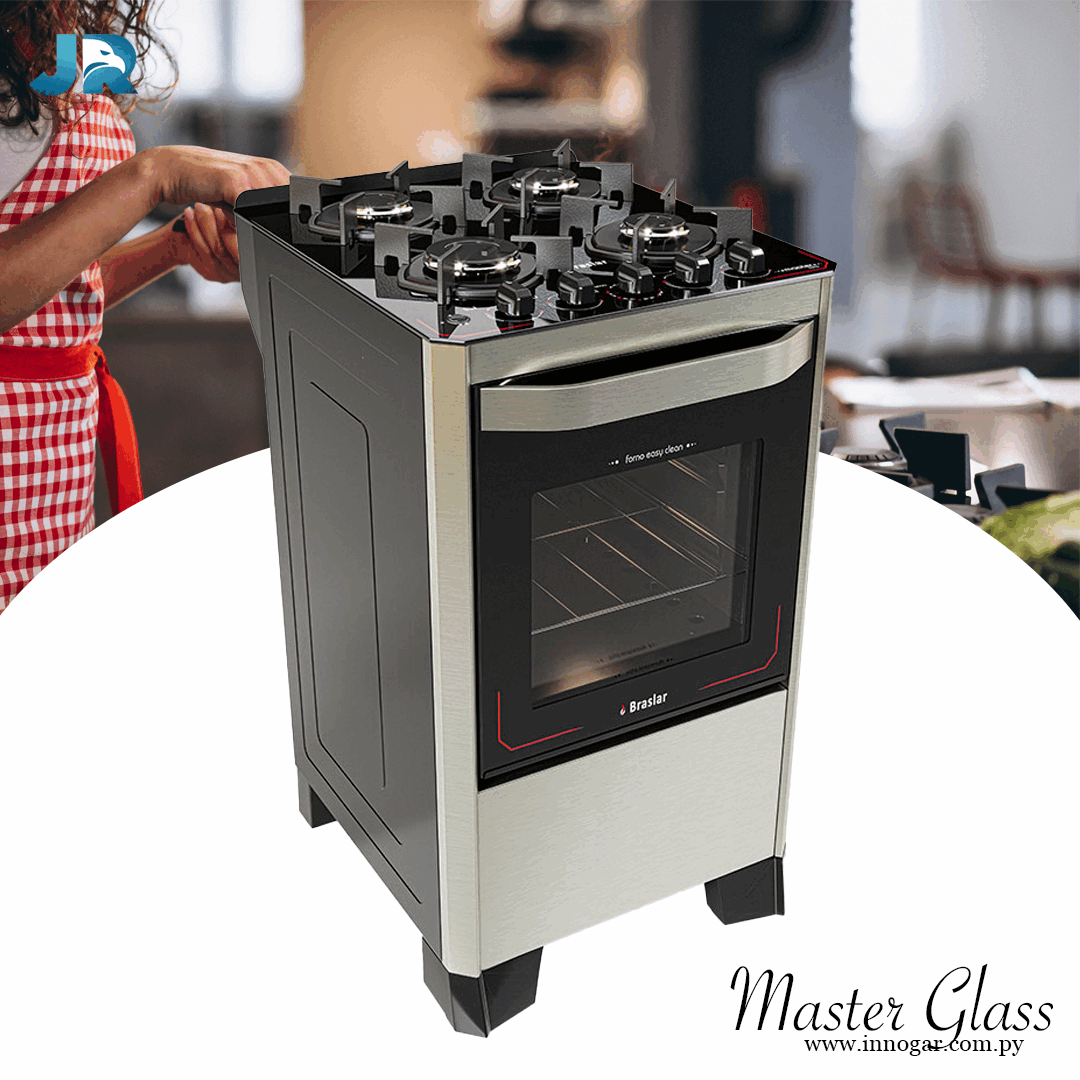 Cocina Master Glass / 4 hornallas / Negro inox