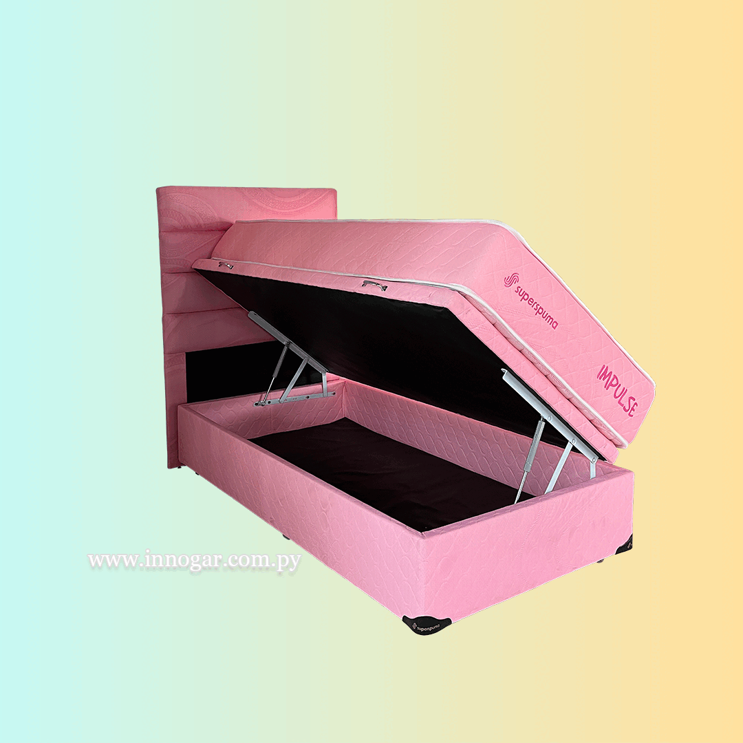 Cama Impulse Box Baúl Rosa 1,20