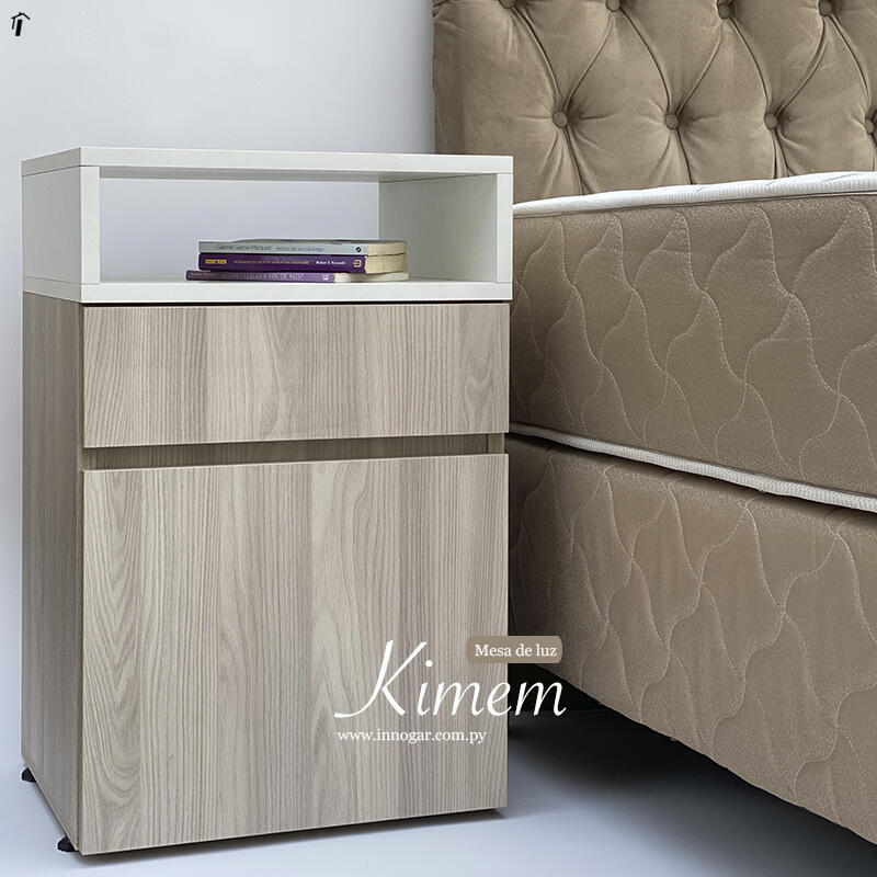 Mesa de luz Kimem Nacre off white 