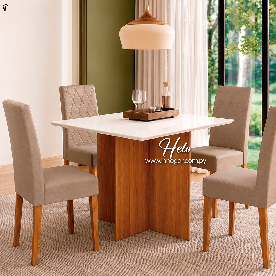 Juego de Comedor Helo con Vidrio Naturale 