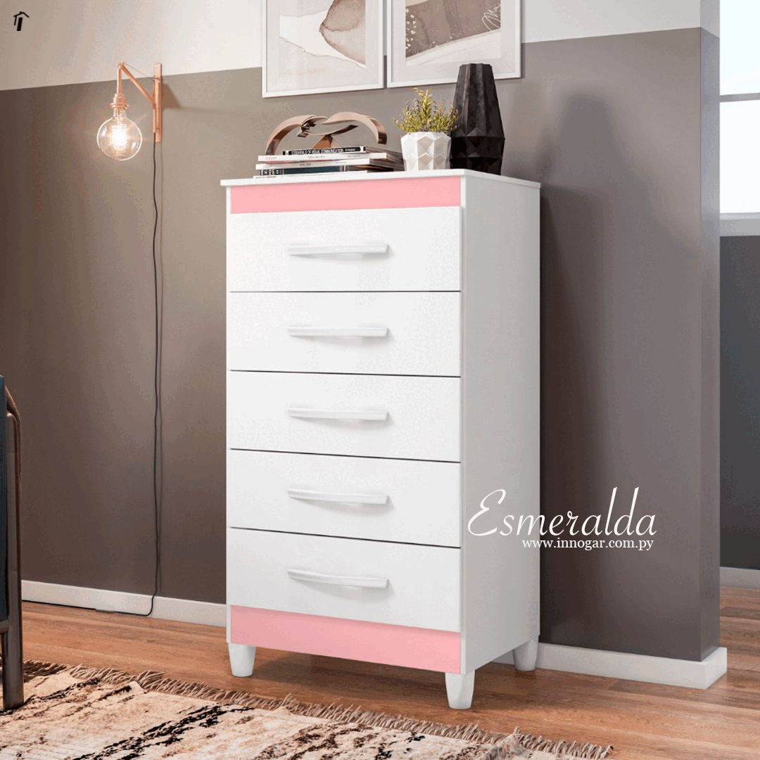 Cómoda Esmeralda / Blanco - Rosa