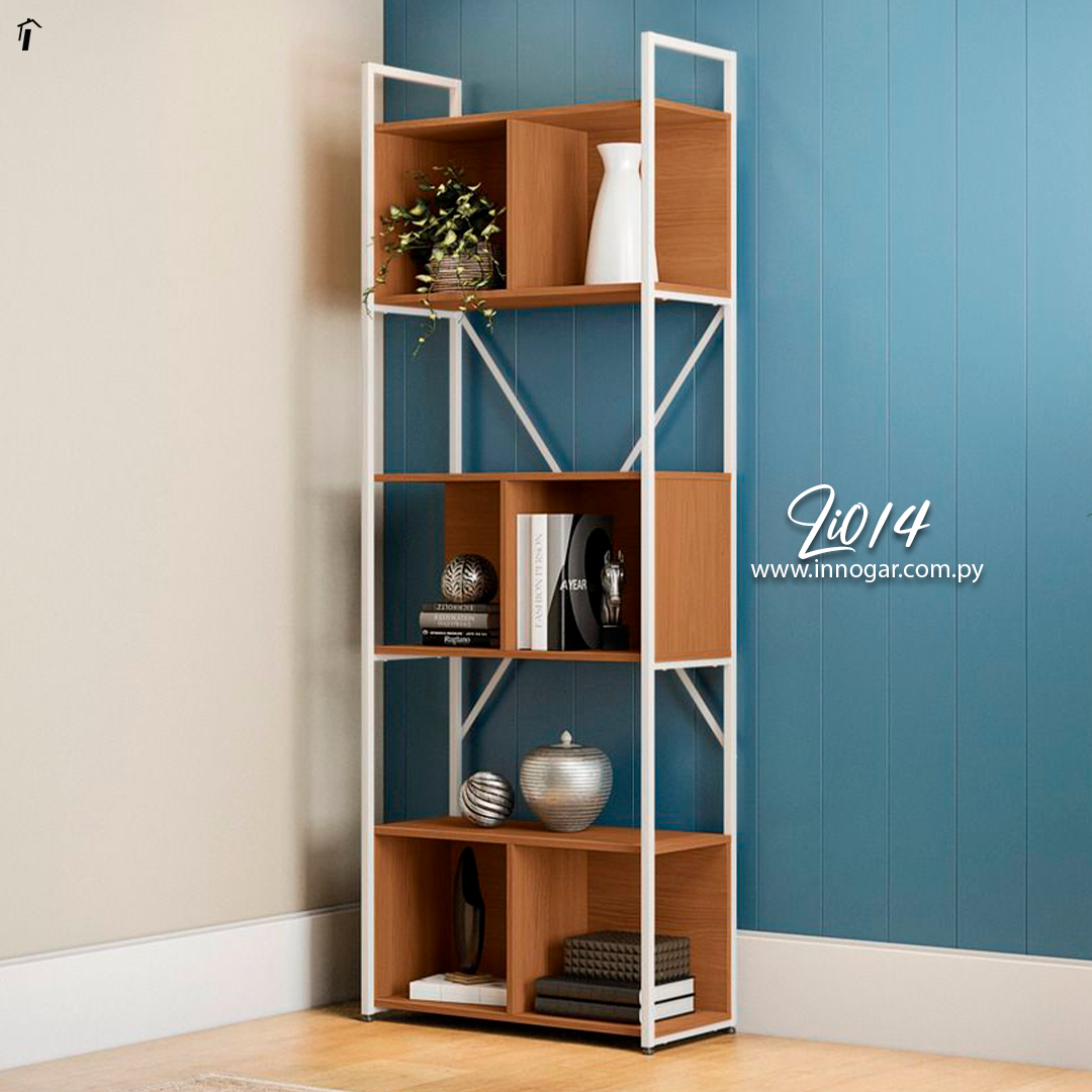 Estante Alta con Nicho L1014 - Canela - Blanco Brillante 