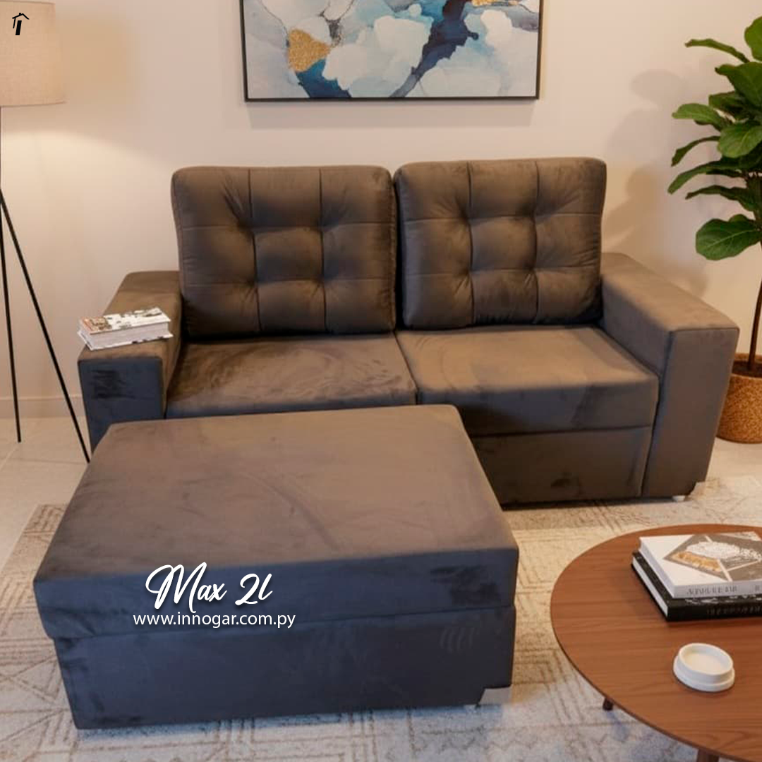 Sofa Max 2L + Puff Gris