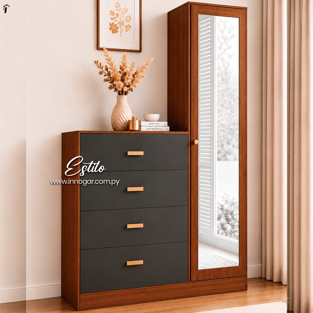 Comoda Estilo 1.4 con Espejo Jatoba Grafito 