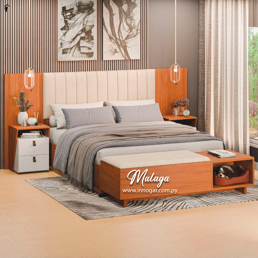 Cabecera y Mesas de Luz Malaga Cinamomo Off White 