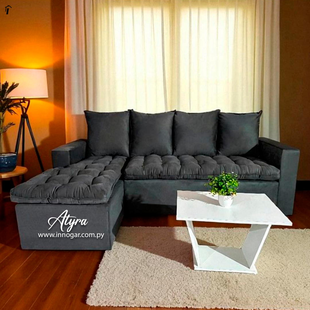 Sofa Atyra 3 + Chaise Gris 