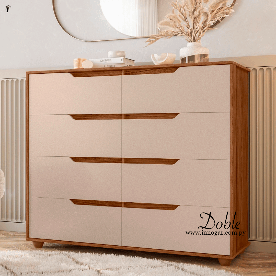 Cómoda Doble / Avellana - Metalico