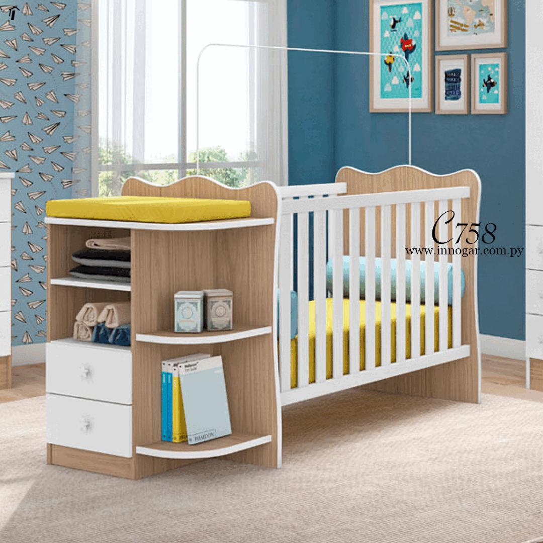 Cuna con cómoda C758 / Carvallo Blanco 