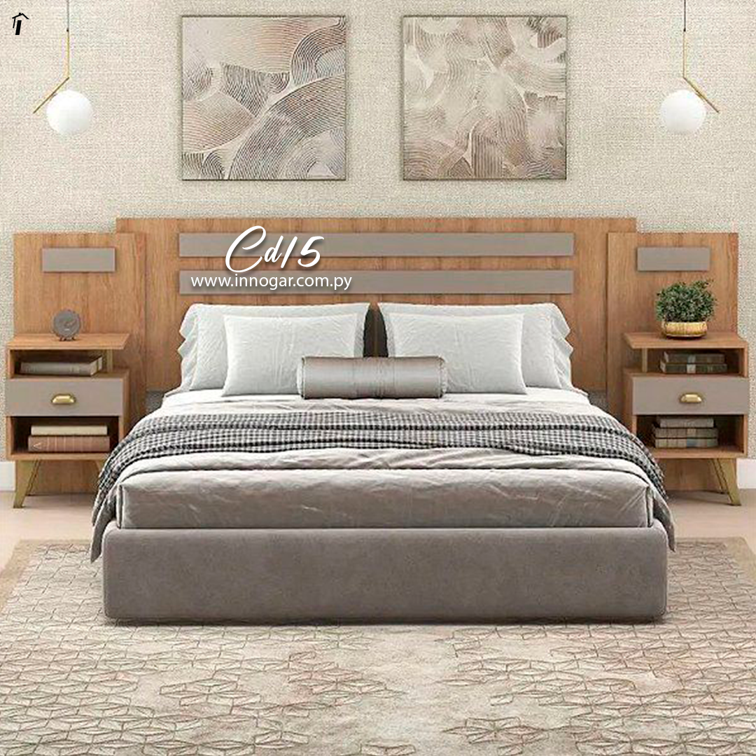 Cabecera + Mesa de Luz CD15 Freijo Cinza