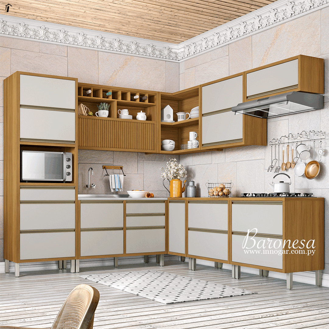Conj. Modulado Kit Cocina Baronesa / Freijo Off White