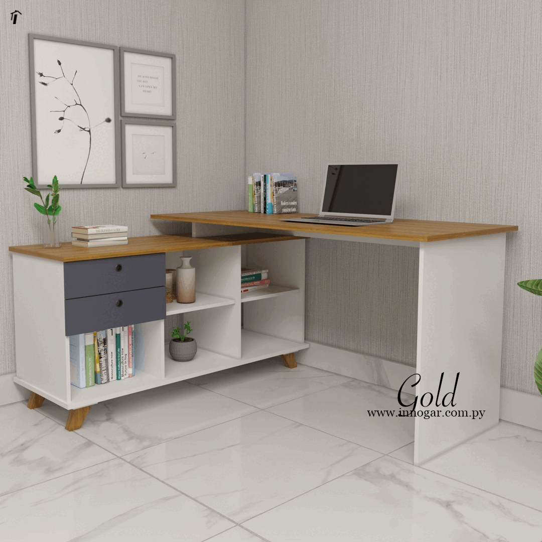 Escritorio Gold / Freijo Grafito Blanco