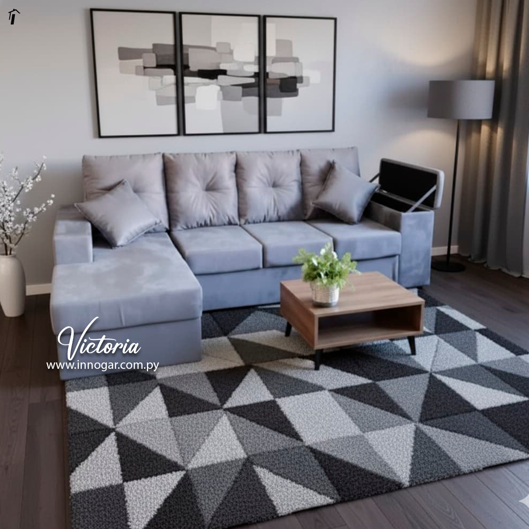 Sofa Victoria 3L con Chaise Gris Claro