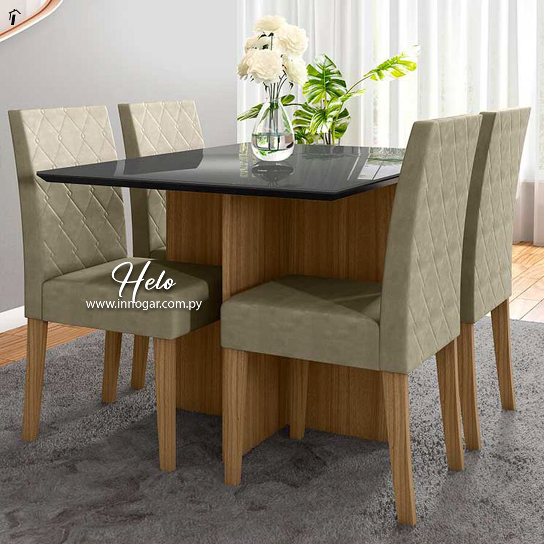 Juego de Comedor Helo 4 sillas Café Grafito
