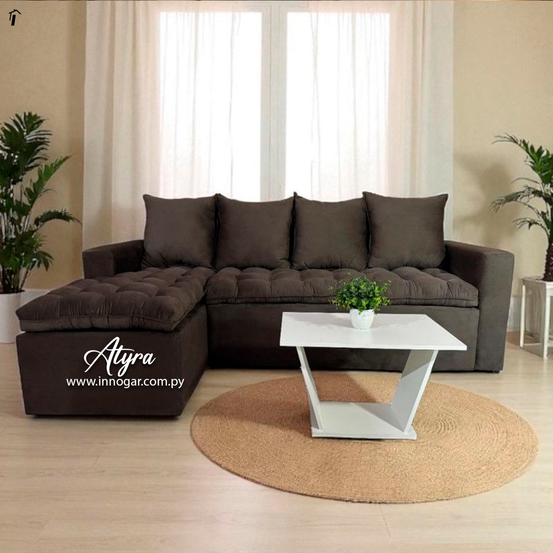 Sofa Atyra 3 + Chaise Marron 