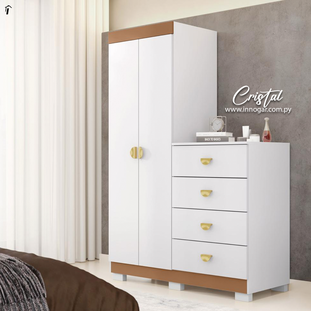 Ropero con Comoda Cristal Blanco Camarin Flex