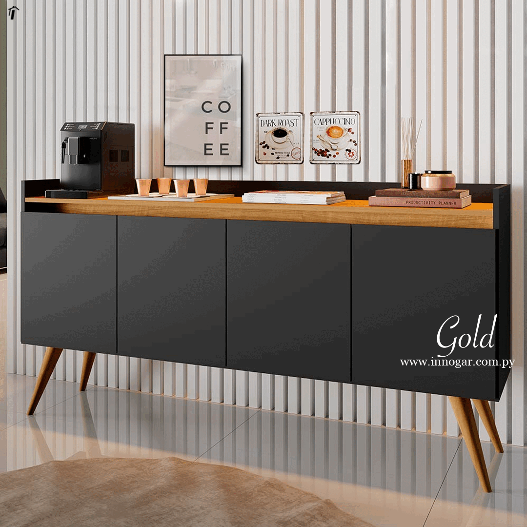 Aparador Gold 4P / Preto Mel