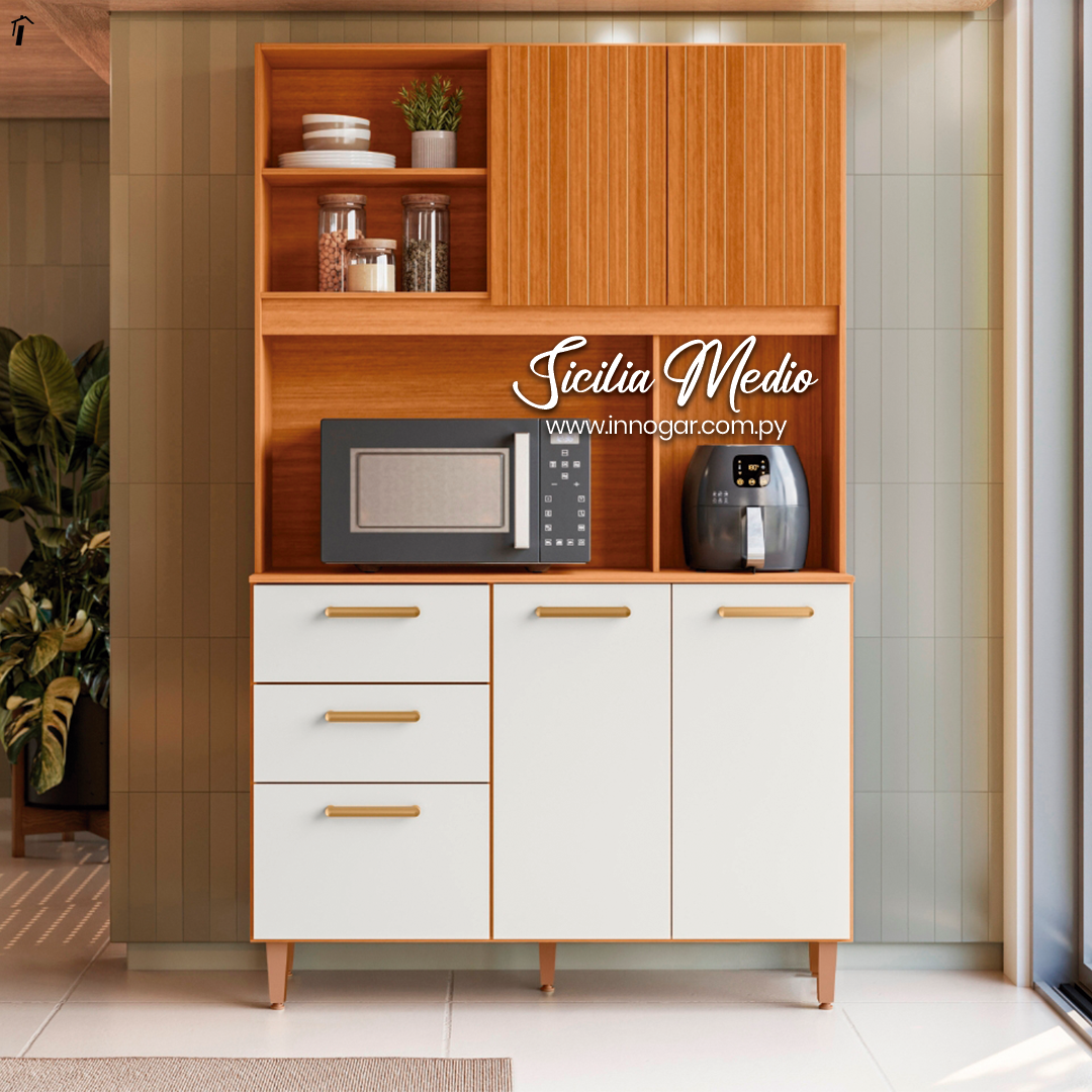 Kit Cocina Sicilia Medio Freijo off Acetinado Ripado