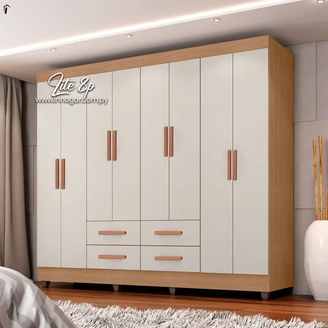 Ropero Lite 8 Puertas Nature Off White 