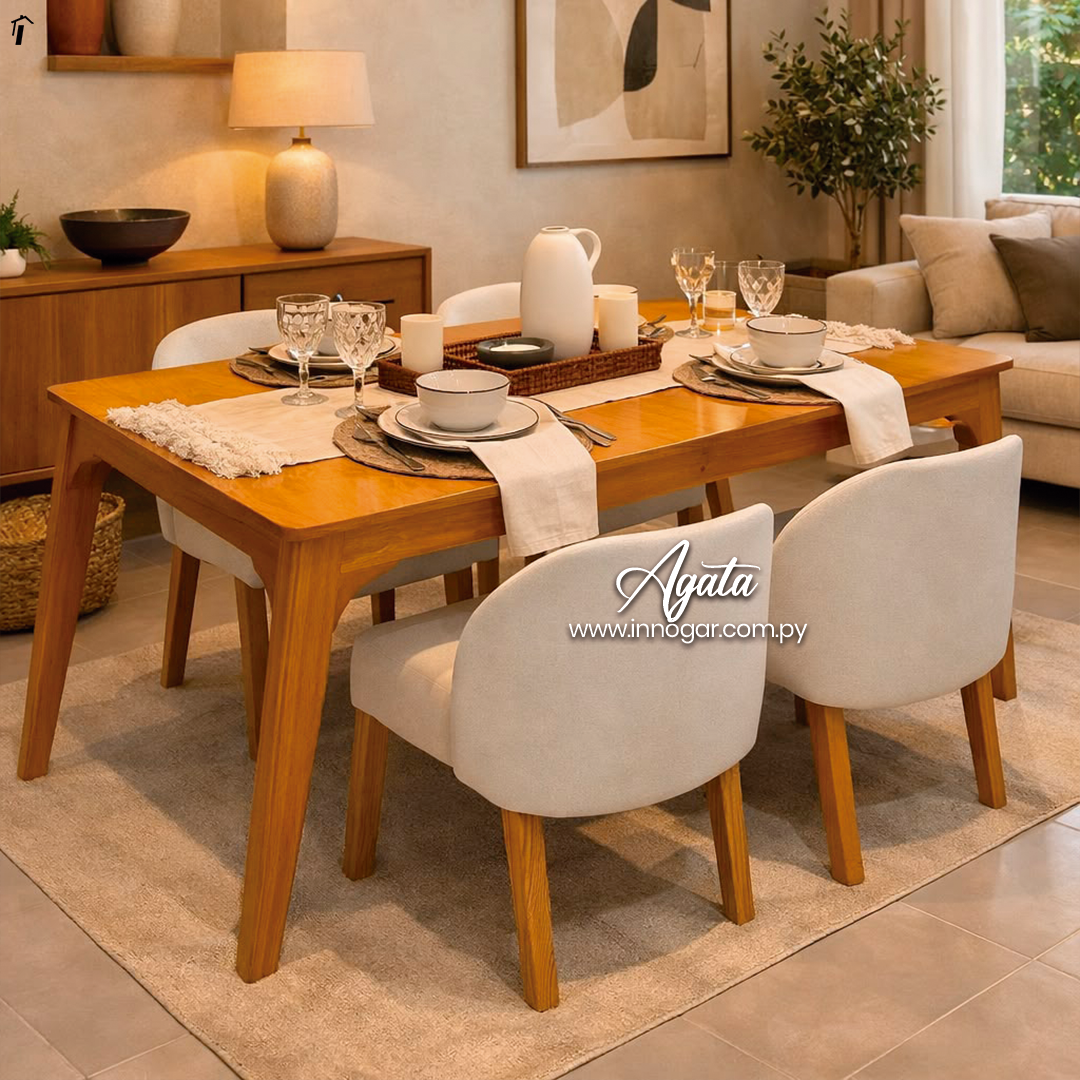 Juego de Comedor Agata Naturale Beige 