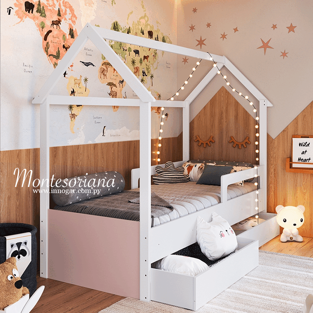 Cama  Montesoriano / Blanco Rosa