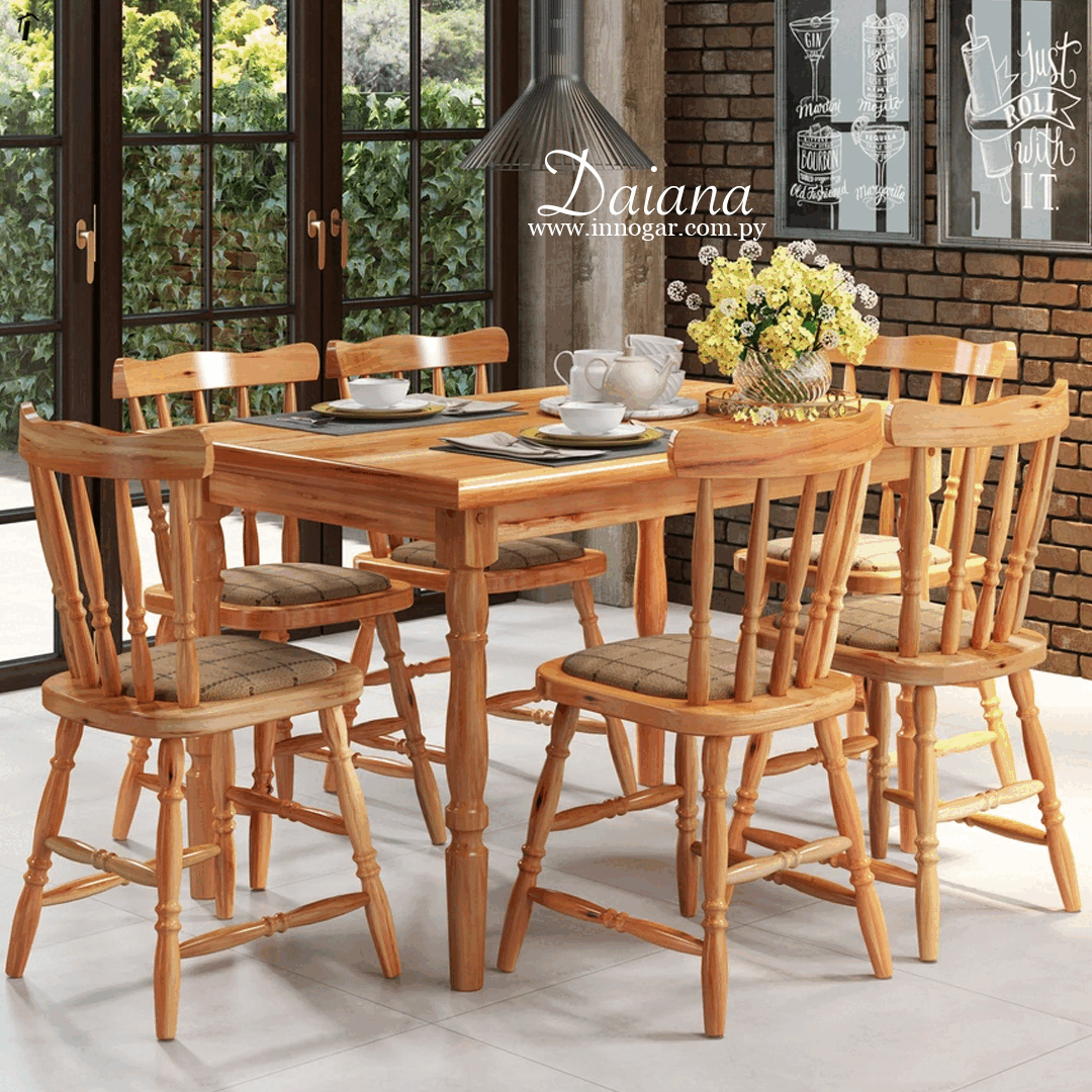 Juego de Comedor Daiana 6S / Natural Acetinado