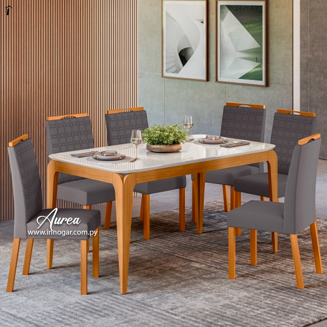 Juego de Comedor Aurea Off White Grey 