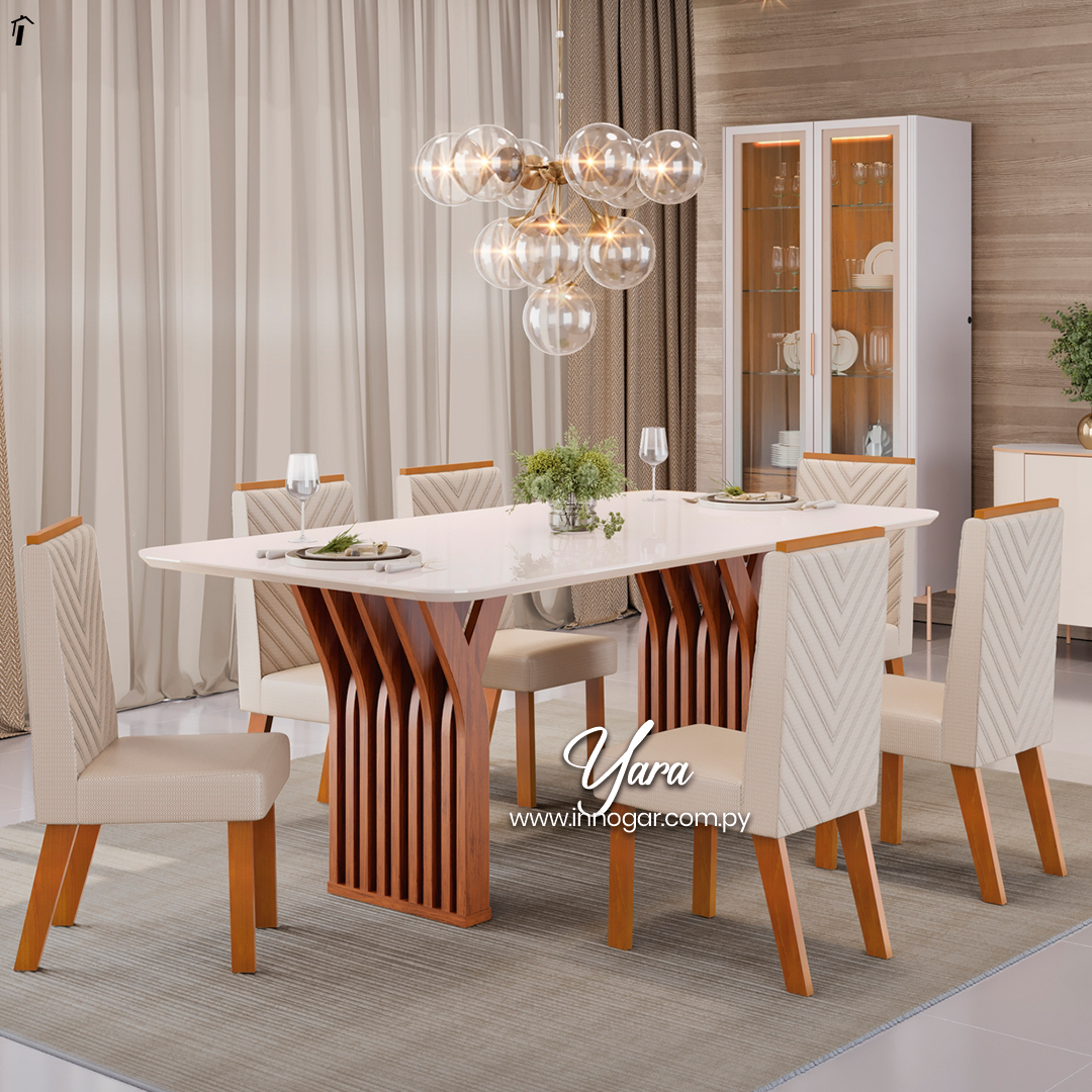 Juego de Comedor Yara 6s Freijo Off White 