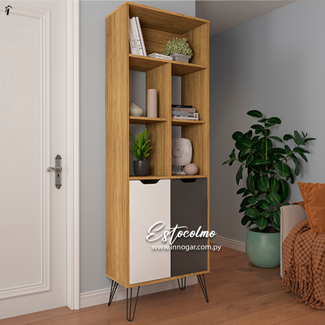 Estante Estocolmo Roble Grafito Blanco