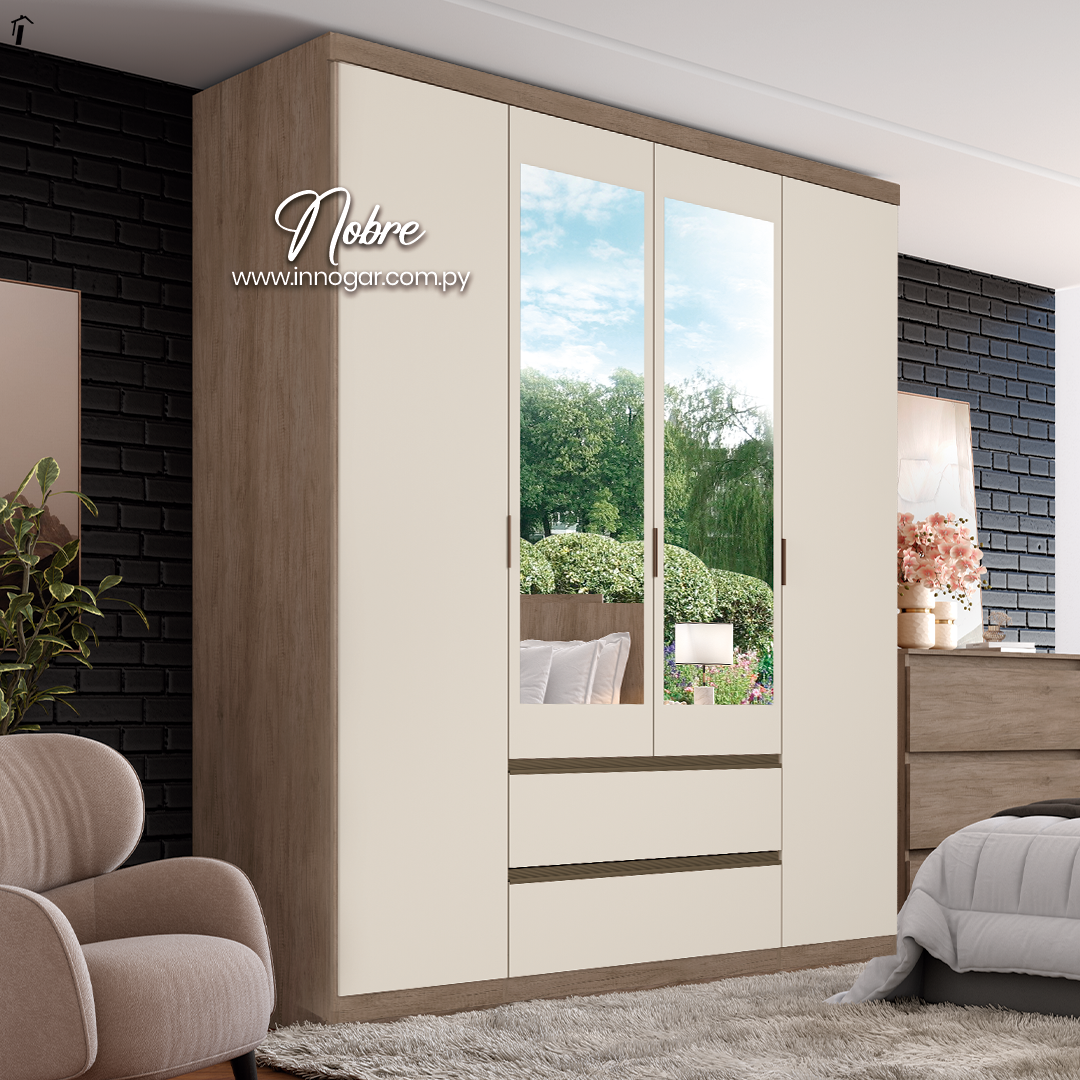 Ropero Nobre 4 Puertas Rustico Off White