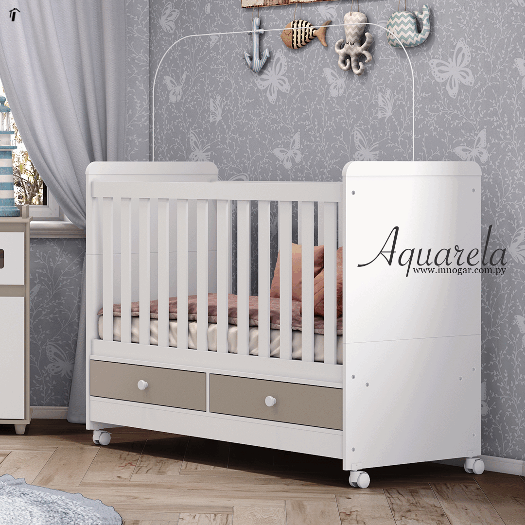 Cuna Aquarela / Blanco - Cristal