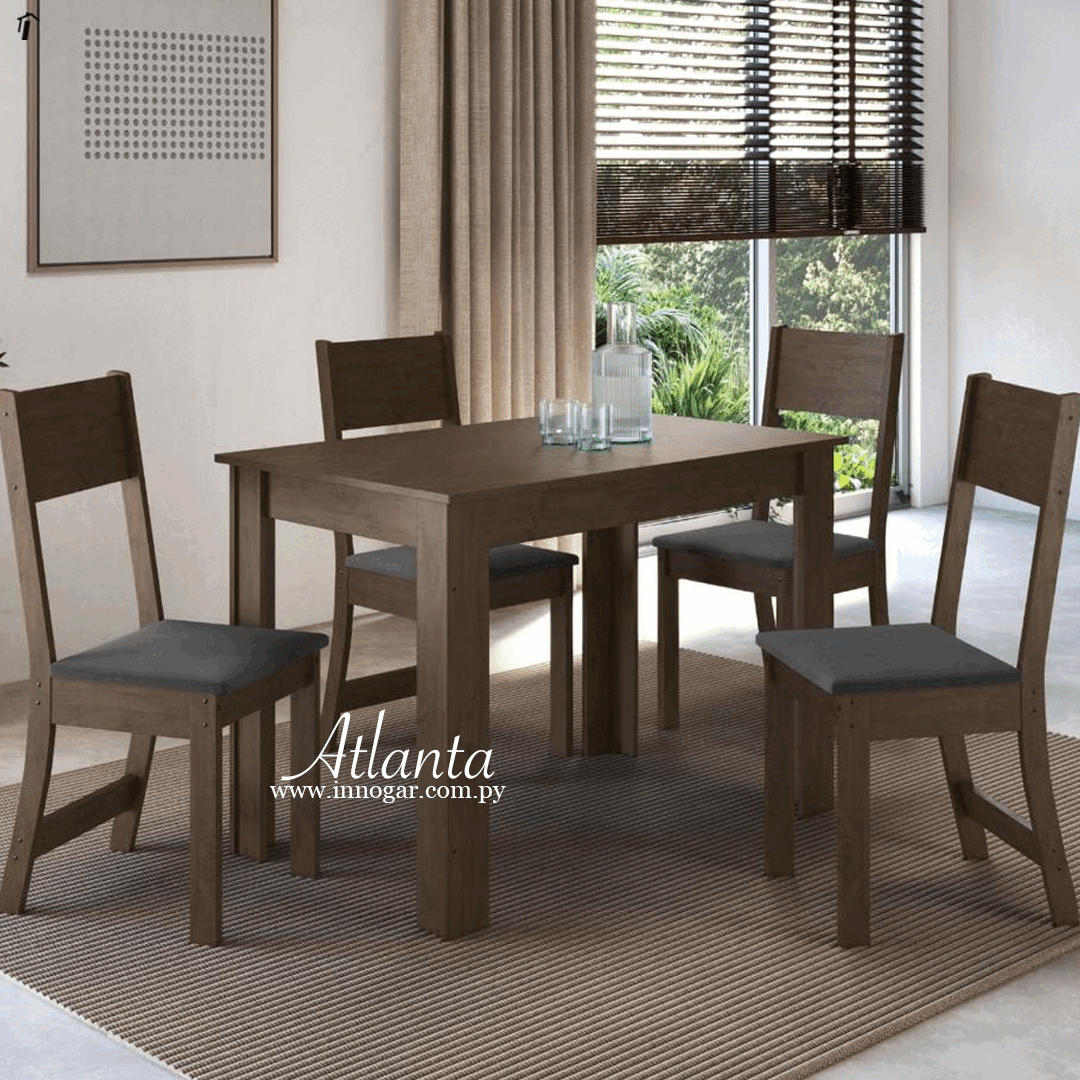 Juego de comedor Atlanta 4S / Noce Tela Grafite