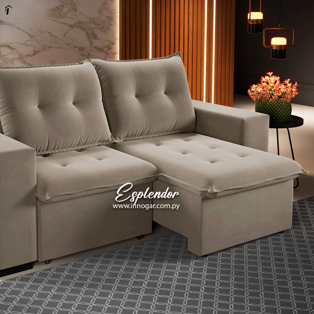 Sofa Esplendor Terciopelado Perlado