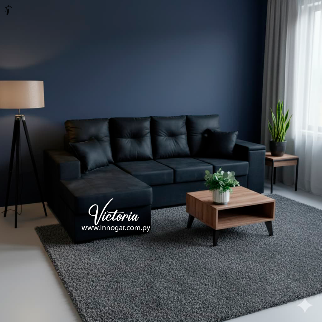 Sofa Victoria 3L con Chaise Negro