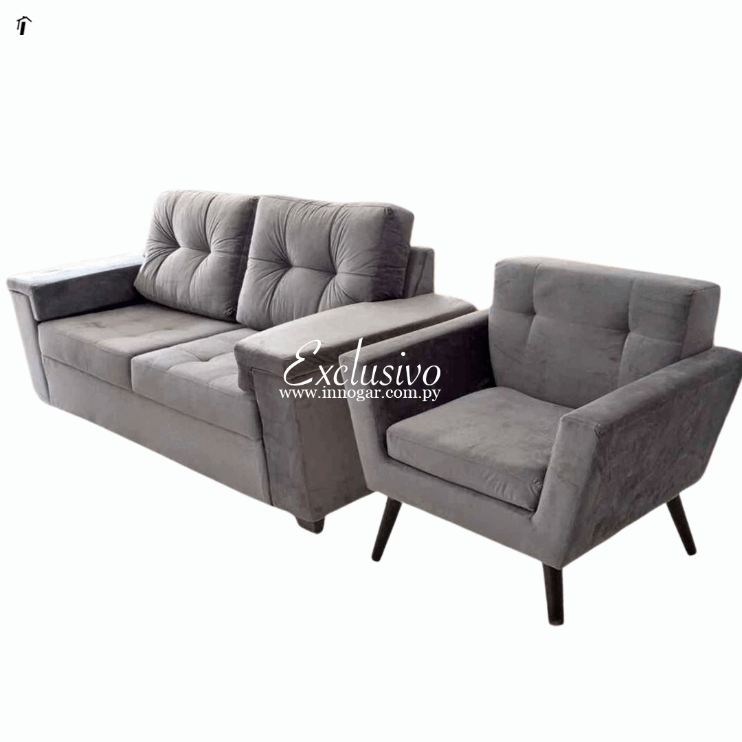 Sofá Exclusivo + Poltrona / Gris