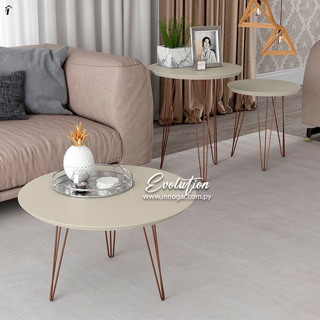 Conjunto Mesa Centro, Lateral y Apoyo Evolution Off White