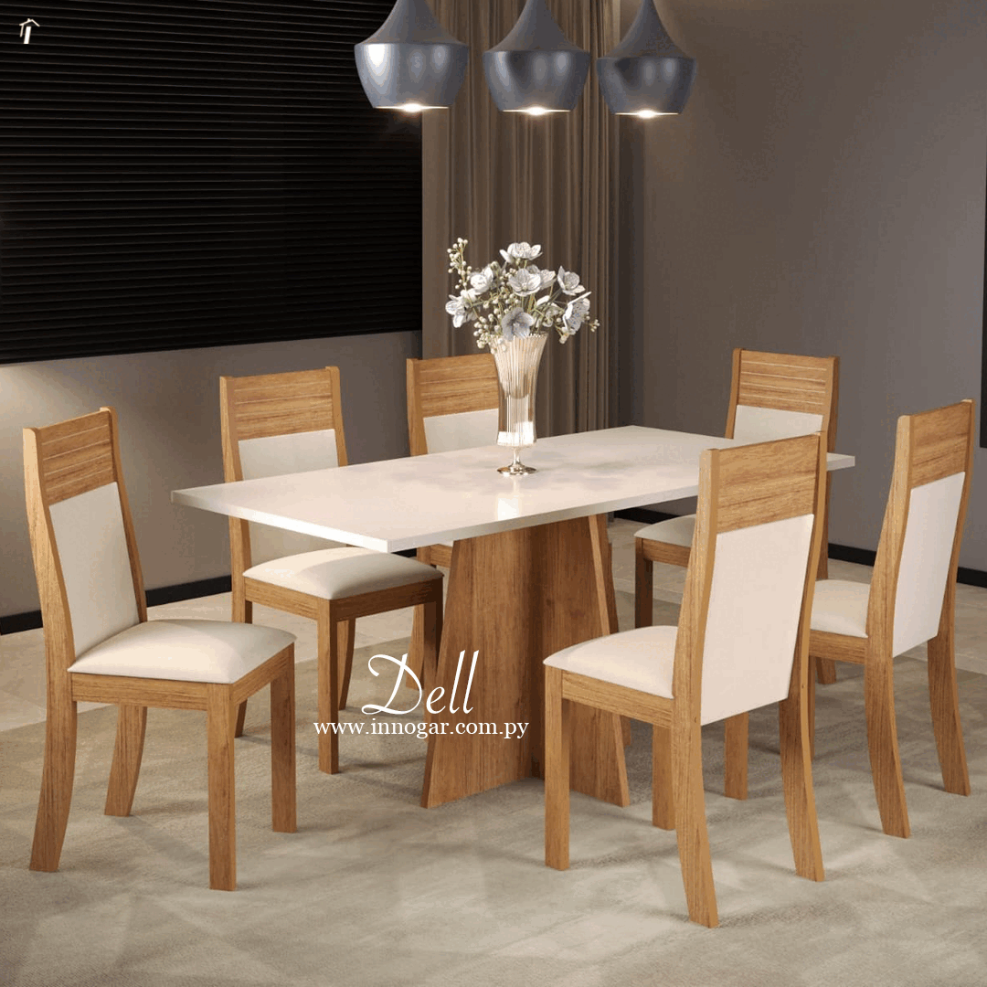 Juego de Comedor Dell / Imbuia / Blonde / Pastel