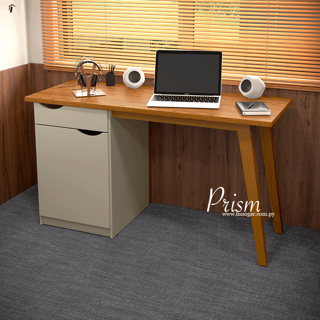 Mesa Escritorio Prism / Off White Cumarú