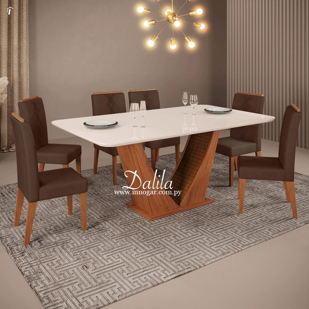 Juego de Comedor Dalila / 6 Sillas Yasmin Marron
