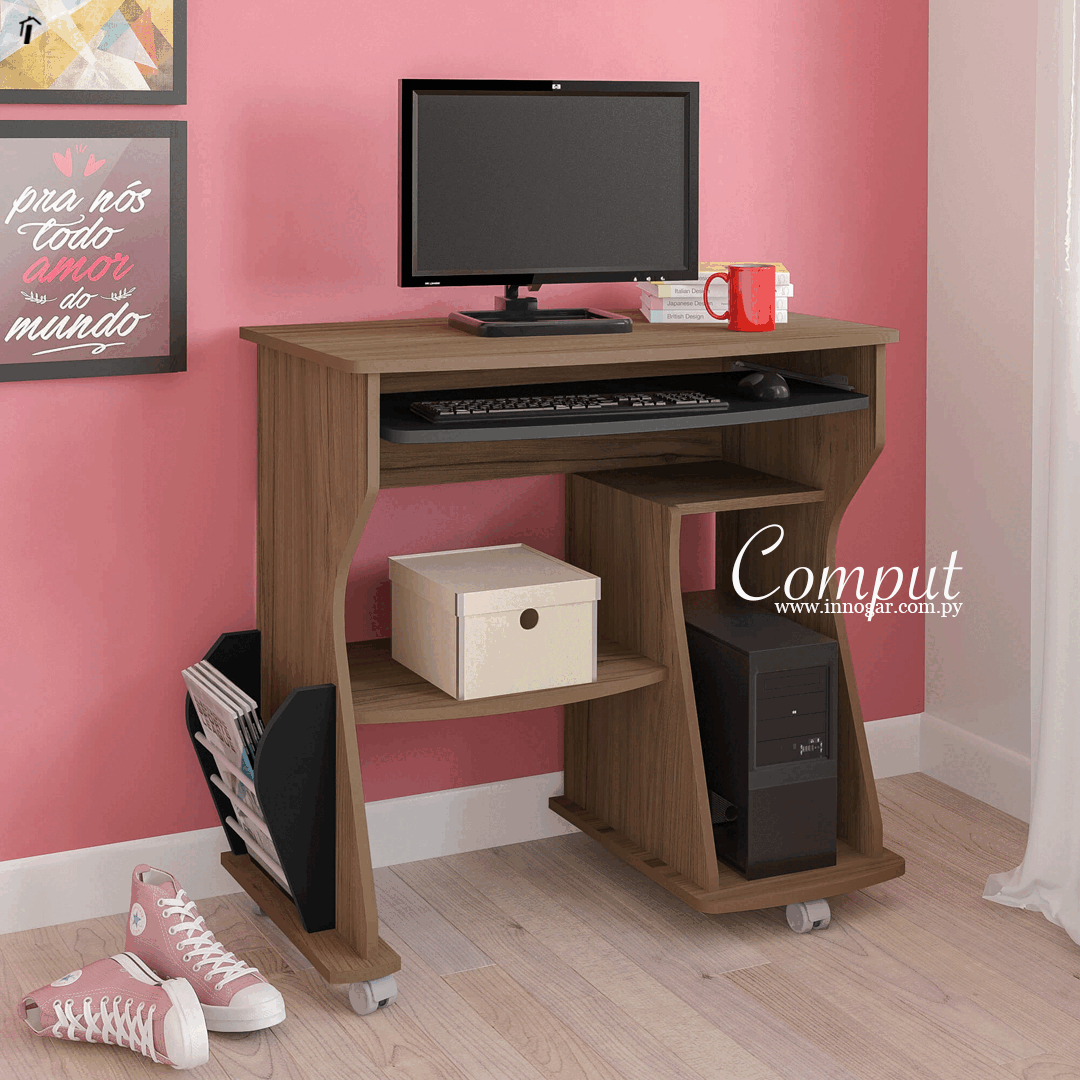 Mesa Comput 160 / Amendoa - Negro