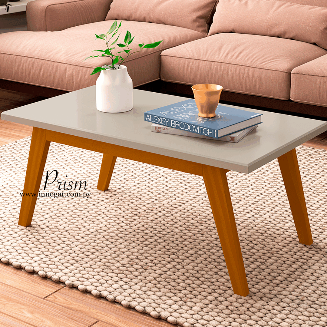 Mesa Centro Prism - Off White / Madera