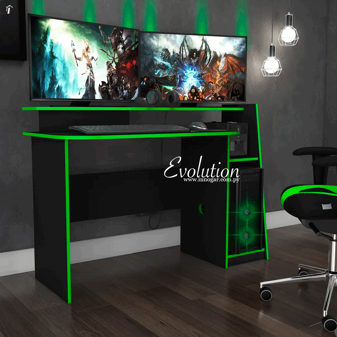 Mesa Gamer Evolution / Negro - Verde