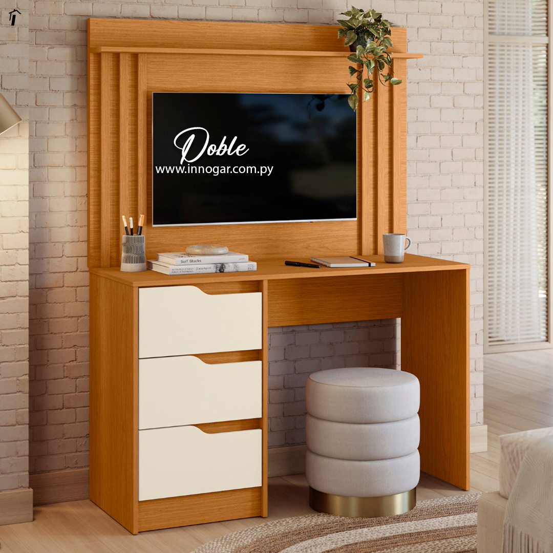 Escritorio con Panel Doble Cinamomo / Off White