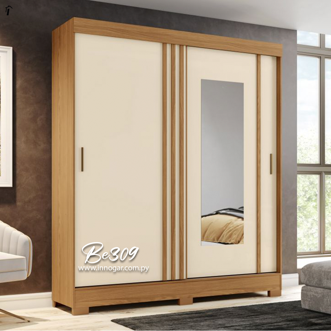 Ropero Be309 Puertas Deslizantes Nature Off White