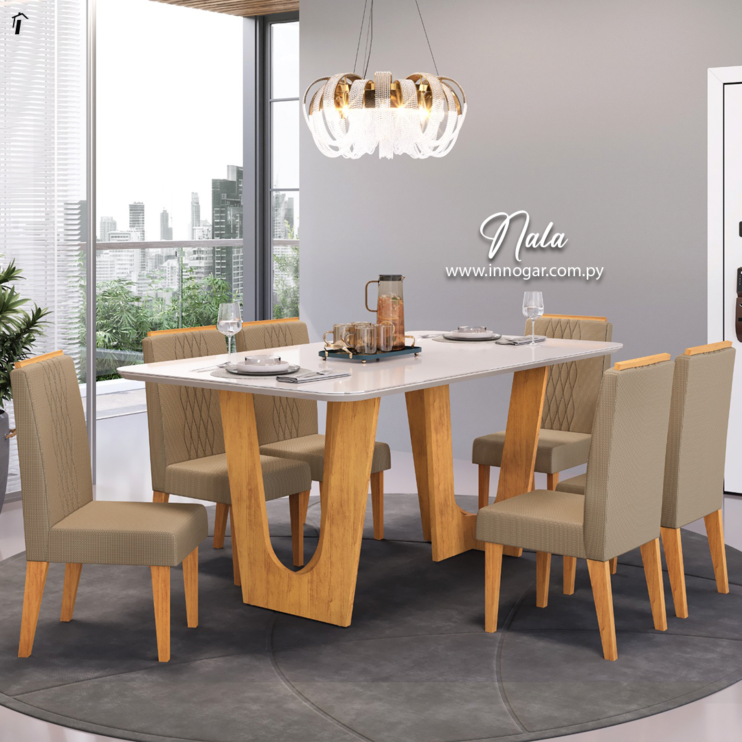 Juego de Comedor Nala 6s Off White