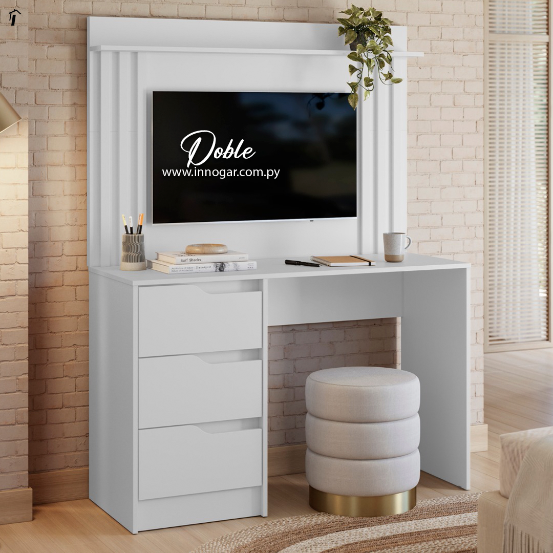 Escritorio con Panel Doble Blanco Blanco