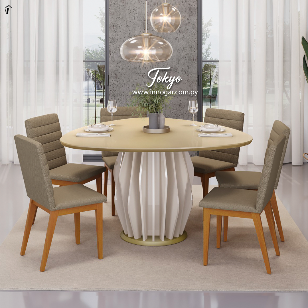 Juego de Comedor Tokyo 6s Off White