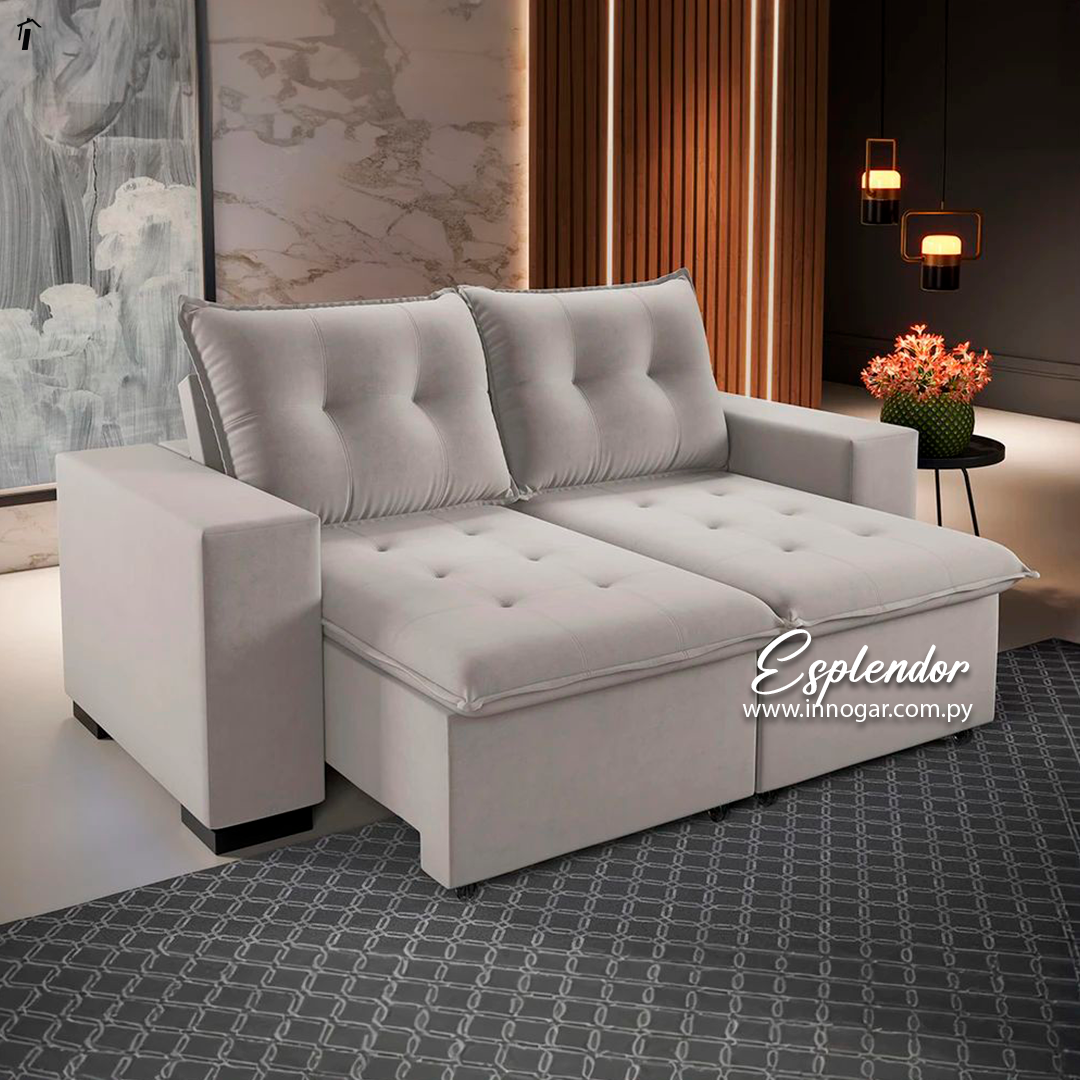 Sofa Esplendor Terciopelado Marfil