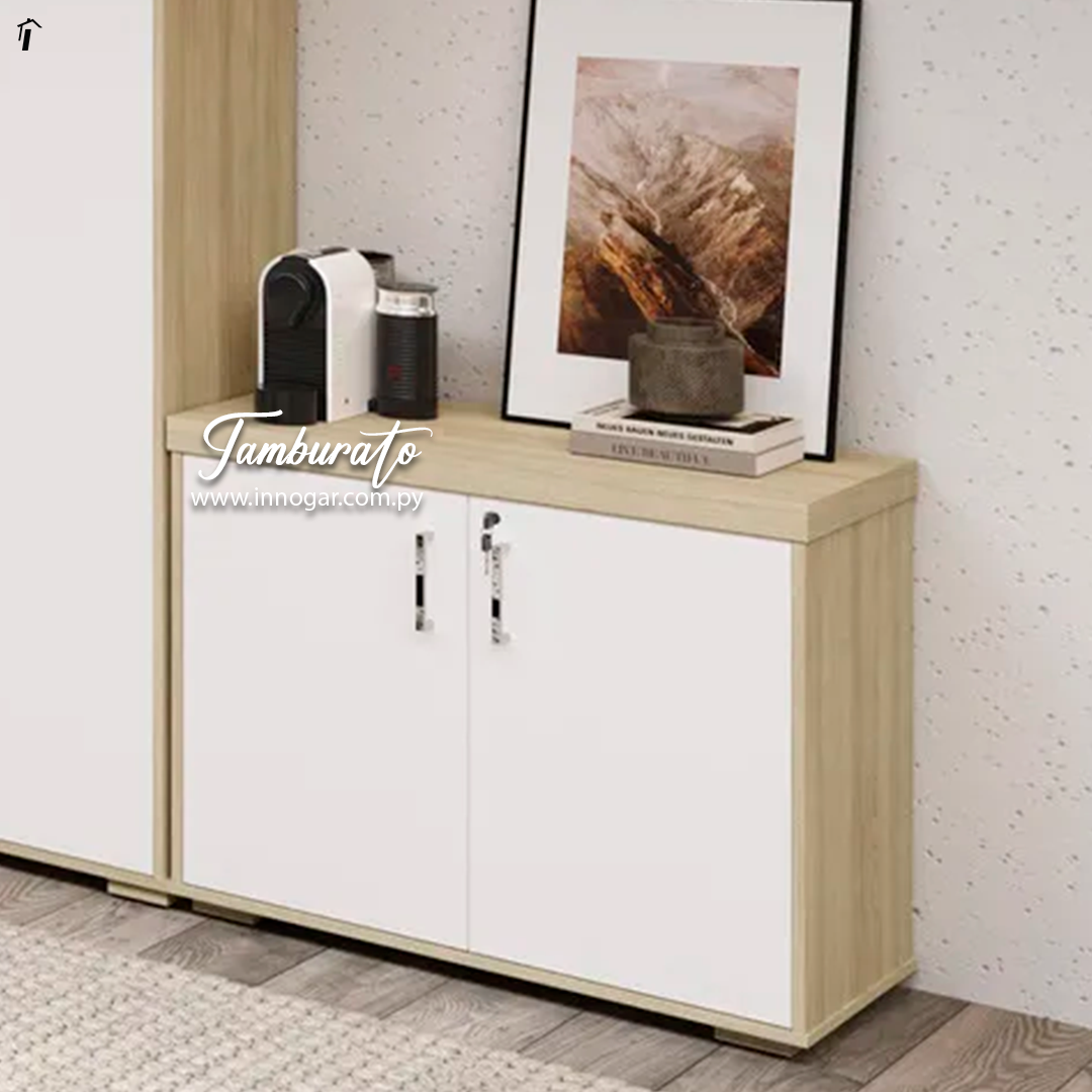 Armario Bajo Tamburato 2 Puertas Carvalho Blanco