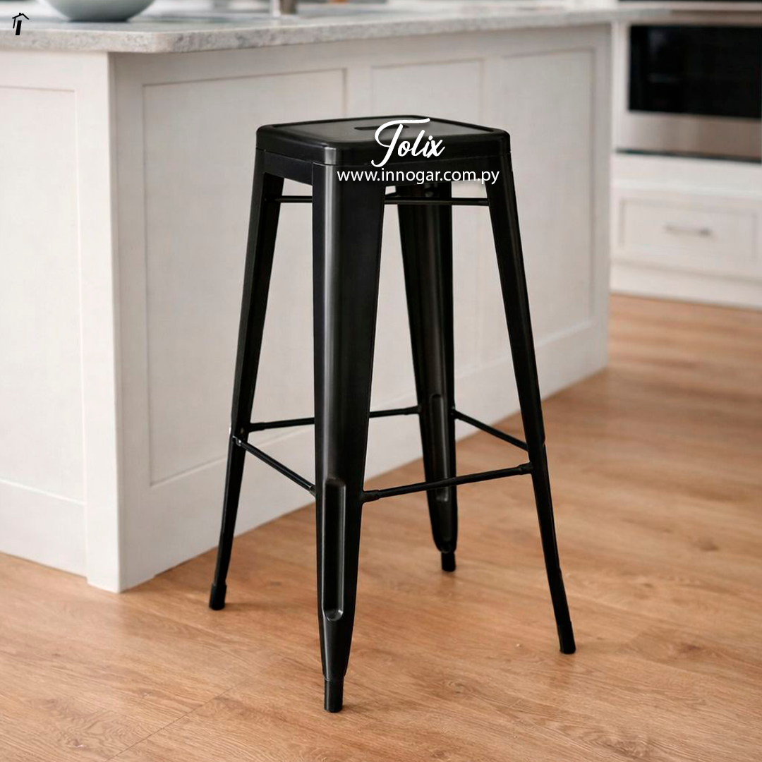 Butaca Tolix / Negro sin respaldo 